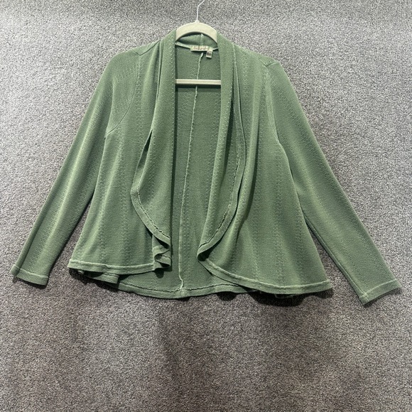 fresh produce Sweaters - Fresh Produce Cardigan Sweater XS/S Sage Green Pointelle Knit Open Front USA